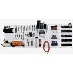 Wall Control - 96" Wide x 32" High Peg Board Kit - 6 Panels, Metal, White/Black - Americas Industrial Supply