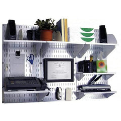 Wall Control - 48" Wide x 32" High Industrial Steel Tool Board System - 3 Panels, Galvanized Steel, Galvanized/White - Americas Industrial Supply