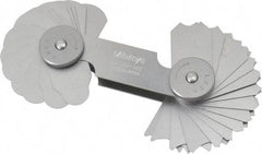 Mitutoyo - 32 Piece, 17/64 to 1/2 Inch Radius, Radius Gage Set - Style B, 1/64 Inch Graduation - Americas Industrial Supply