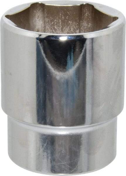 Proto - 1-3/8", 1/2" Drive, Standard Hand Socket - 6 Points, 2-1/8" OAL, Chrome Finish - Americas Industrial Supply