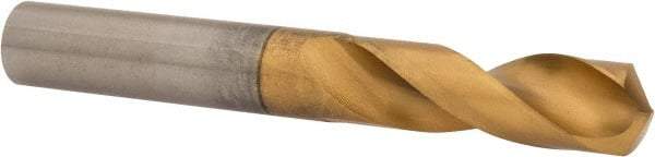 Guhring - 14.5mm 130° Parabolic Flute Cobalt Screw Machine Drill Bit - TiN Finish, Right Hand Cut, 56mm Flute Length, 111mm OAL, Standard Point, Straight Shank - Americas Industrial Supply