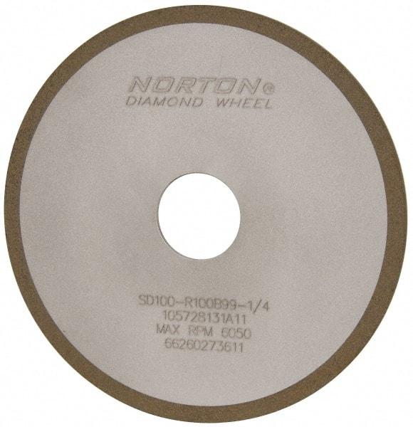 Norton - 6" Diam x 1-1/4" Hole x 1/8" Thick, 100 Grit Surface Grinding Wheel - Diamond, Type 1A1, Fine Grade, Resinoid Bond - Americas Industrial Supply