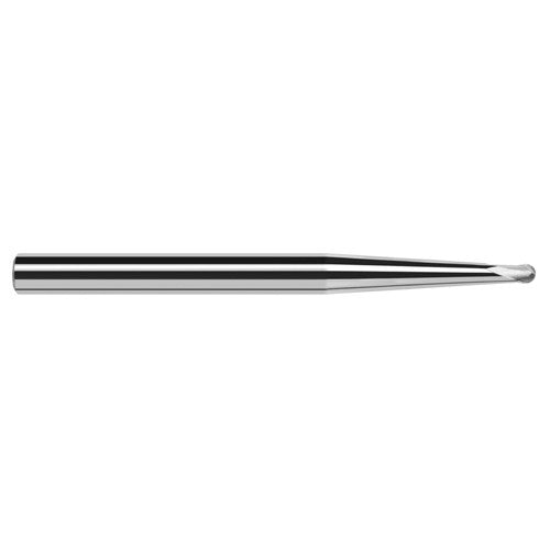 1/32″ Dia. × 3/16″ Shank × 0.025″ DOC × 2″ OAL, Carbide Uncoated, 2 Flute, Ballnose End Mill