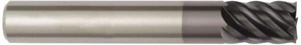 Kennametal - 5/8", 1-1/4" LOC, 5/8" Shank Diam, 3-1/2" OAL, 6 Flute, Solid Carbide Square End Mill - Single End, TiAlN Finish, Spiral Flute, 45° Helix, Centercutting, Right Hand Cut, Right Hand Flute, Series HPFT - Americas Industrial Supply