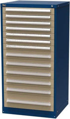 Vidmar - 13 Drawer, Modular Storage Cabinet - Steel, 30" Wide x 27-3/4" Deep x 59" High, Blue & Beige - Americas Industrial Supply