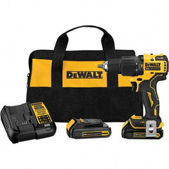 DeWALT - 20 Volt 1/2" Plastic Ratcheting Chuck Cordless Hammer Drill - 28500 BPM, 1650 RPM, Reversible - Americas Industrial Supply