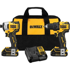 DeWALT - 20 Volt Cordless Tool Combination Kit - Includes Atomic Compact Drill/Driver & Atomic Compact 1/4" Impact Driver, Lithium-Ion Battery Included - Americas Industrial Supply