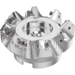 Seco - 80mm Cut Diam, 27mm Arbor Hole, 6mm Max Depth of Cut, 48° Indexable Chamfer & Angle Face Mill - 8 Inserts, SN.. Insert, Right Hand Cut, 8 Flutes, Through Coolant, Series R220.54 - Americas Industrial Supply