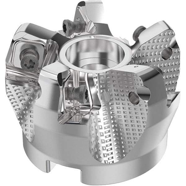 Seco - 2" Cut Diam, 3/4" Arbor Hole, 0.315" Max Depth of Cut, 71° Indexable Chamfer & Angle Face Mill - 5 Inserts, SN.. Insert, Right Hand Cut, 5 Flutes, Through Coolant, Series R220.56 - Americas Industrial Supply