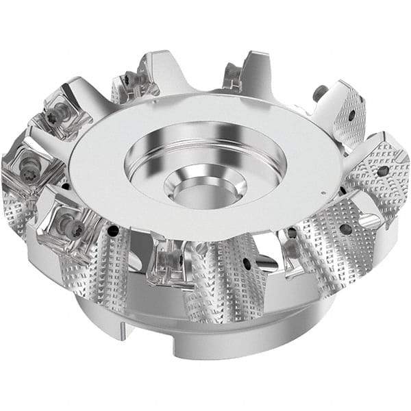 Seco - 100mm Cut Diam, 32mm Arbor Hole, 6mm Max Depth of Cut, 48° Indexable Chamfer & Angle Face Mill - 10 Inserts, SN.. Insert, Right Hand Cut, 10 Flutes, Through Coolant, Series R220.54 - Americas Industrial Supply
