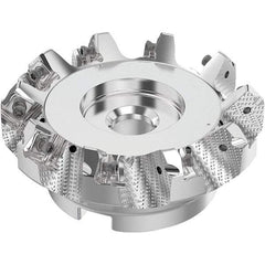 Seco - 100mm Cut Diam, 32mm Arbor Hole, 6mm Max Depth of Cut, 48° Indexable Chamfer & Angle Face Mill - 10 Inserts, SN.. Insert, Right Hand Cut, 10 Flutes, Through Coolant, Series R220.54 - Americas Industrial Supply