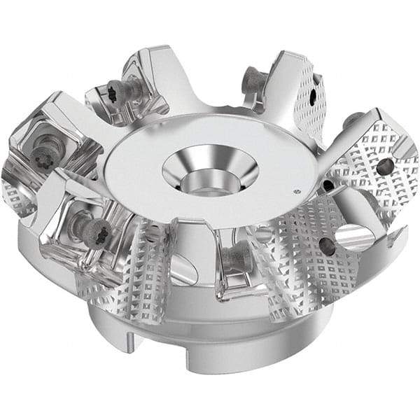 Seco - 63mm Cut Diam, 22mm Arbor Hole, 6mm Max Depth of Cut, 48° Indexable Chamfer & Angle Face Mill - 7 Inserts, SN.. Insert, Right Hand Cut, 7 Flutes, Through Coolant, Series R220.54 - Americas Industrial Supply