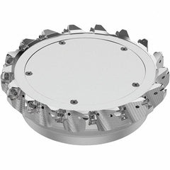 Seco - 8" Cut Diam, 2-1/2" Arbor Hole, 0.315" Max Depth of Cut, 71° Indexable Chamfer & Angle Face Mill - 17 Inserts, SN.. Insert, Right Hand Cut, 17 Flutes, Through Coolant, Series R220.56 - Americas Industrial Supply