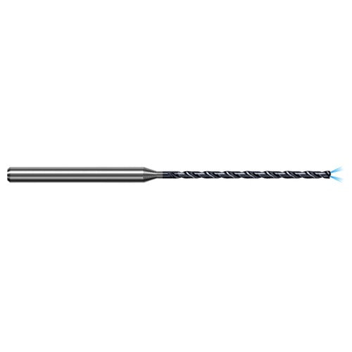 2.705 mm Dia. × 4 mm Shank × 37 mm Flute Length × 75 mm OAL, 12xD, 140°, AlTiN, 2xD Flute, Coolant Thru, Round Solid Carbide Drill