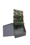 29 Pc. 1/16" - 1/2" by 64ths Cobalt Straw Finish Jobber Drill Set - Americas Industrial Supply