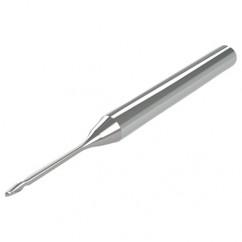 .6mm - 3mm Shank - .9mm LOC - 38mm OAL 2 FL Ball Nose Carbide End Mill with 5mm Reach - Uncoated - Americas Industrial Supply