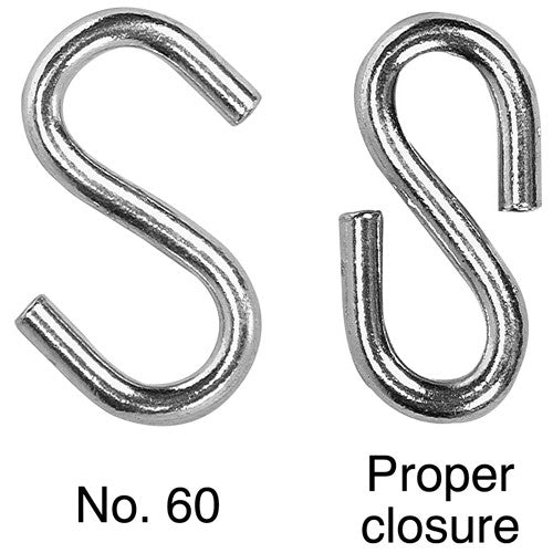 #60 ″S" Hook, Zinc Plated, 6 pieces per Bag - Americas Industrial Supply