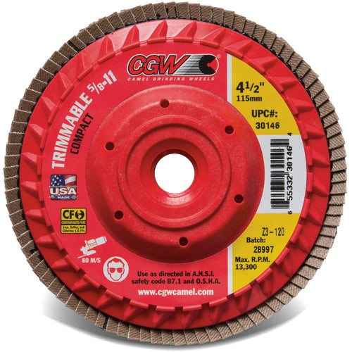 5″ × 5/8″-11 - 60 Grit - Z3 XL Compact Trimmable Flap Disc with Hub - Americas Industrial Supply