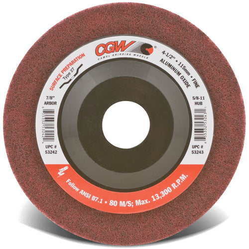 4 1/2″ × 7/8″ - Aluminum Oxide Surface Grinding Wheel - Type 27 - Maroon - Americas Industrial Supply