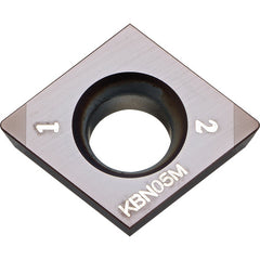 CPGB 322 MES KBN05M, 1/32″ Corner Radius, 1/8″ Thick, 3/8″ Inscribed Circle, MEGACOAT, Diamond, Turning Indexable Insert - Exact Industrial Supply