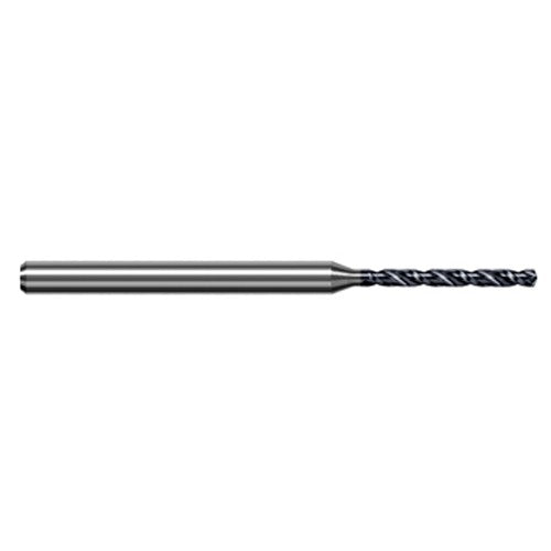 1.701 mm Dia. × 3 mm Shank × 8 mm Flute Length × 50 mm OAL, 3xD, 140°, AlTiN, 2xD Flute, Round Solid Carbide Drill - Exact Industrial Supply