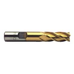 1 Dia. x 4-1/2 Overall Length 4-Flute Square End High Speed Steel SE End Mill-Round Shank-Center Cut-TiN - Americas Industrial Supply