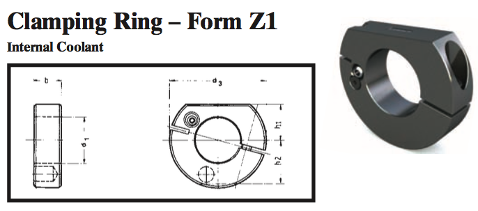 VDI Clamping Ring - Form Z1 (Internal Coolant) - Part #: CNC86 63.5020 3/4" - Americas Industrial Supply