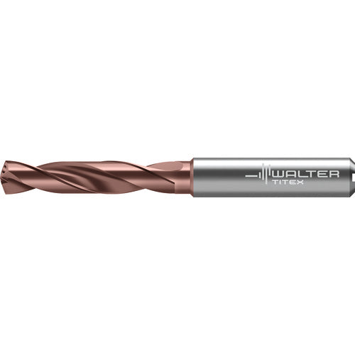 12.9 mm Dia. × 14 mm Shank × 60 mm Flute Length × 107 mm OAL, 3xD, 140 Degrees, Axial Inclined Exit, DIN 6535 HA, Cylindrical Solid Carbide Drill DC175 WJ30RZ
