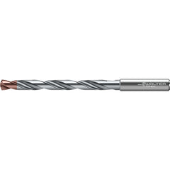 3.3 mm Dia. × 6 mm Shank × 34 mm Flute Length × 74 mm OAL, 8xD, 140 Degrees, Axial Inclined Exit, DIN 6535 HA, Cylindrical Solid Carbide Drill DC175 WJ30RY
