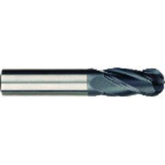 3/8 x 3/8 x 1 x 2-1/2 OAL 4 Flute Ball Nose Carbide End Mill - Round Shank-AlCrN Coated - Americas Industrial Supply