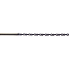 7.6 mm Dia. × 8 mm Shank × 144 mm Flute Length × 201 mm OAL, 15xD, 140°, TiAlN, 2 Flute, Coolant Thru, Solid Carbide Drill