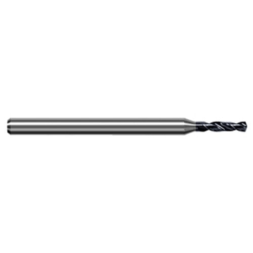 0.533 mm Dia. × 3 mm Shank × 2.5 mm Flute Length × 50 mm OAL, 3xD, 140°, AlTiN, 2xD Flute, Round Solid Carbide Drill - Exact Industrial Supply