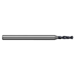 0.533 mm Dia. × 3 mm Shank × 2.5 mm Flute Length × 50 mm OAL, 3xD, 140°, AlTiN, 2xD Flute, Round Solid Carbide Drill - Exact Industrial Supply