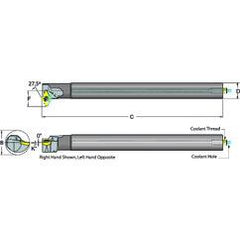 .625 Shank Coolant Thru Boring Bar- 27.5° Lead Angle for DC_T 21.51 Style Inserts - Americas Industrial Supply