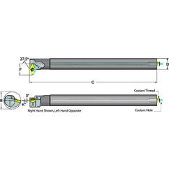 .625 Shank Coolant Thru Boring Bar- 27.5° Lead Angle for DC_T 21.51 Style Inserts - Americas Industrial Supply