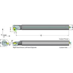 .625 Shank Coolant Thru Boring Bar- -5° (Back Boring) Lead Angle for DC_T 21.51 Style Inserts - Americas Industrial Supply