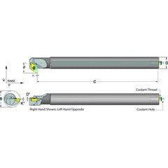.375 Shank Coolant Thru Boring Bar- -5° (Back Boring) Lead Angle for DC_T 21.51 Style Inserts - Americas Industrial Supply