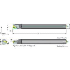 .375 Shank Coolant Thru Boring Bar- -3° Lead Angle for TPMT 21.51 Style Inserts - Americas Industrial Supply
