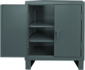 36"W - 14 Gauge - Lockable Shelf Cabinet - 2 Adjustable Shelves - Recessed Door Style - Gray - Americas Industrial Supply