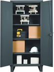 36"W - 14 Gauge - Lockable Shelf Cabinet - 4 Adjustable Shelves - Recessed Door Style - Gray - Americas Industrial Supply