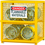 30"W - All Welded - Angle Iron Frame with Mesh Side - Horizontal Gas Cylinder Cabinet - 1 Shelf - Magnet Door - Safety Yellow - Americas Industrial Supply
