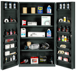 48"W - 14 Gauge - Lockable Cabinet - 4 Adjustable Shelves - 14 Door Shelves - Deep Door Style - Gray - Americas Industrial Supply