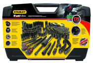STANLEY® FATMAX® 1/4", 3/8" & 1/2" Drive 179 Piece Matte Black Chrome Mechanic's Tool Set - Americas Industrial Supply