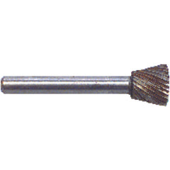 1/4 × 1/2 × 1/4″ SH Inverted Cone Shape - HSS - Burr - Americas Industrial Supply