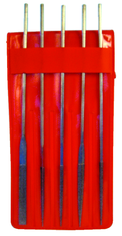 5 Pc. 3" Diamond Lgth - 5-1/2" OAL - Med Grit - CBN Needle File Set - Americas Industrial Supply