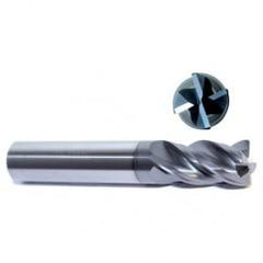 1/2" Dia. - 1" LOC - 3" OAL - .030 Radius 4 FL Carbide S/E HP End Mill-AlTiN - Americas Industrial Supply