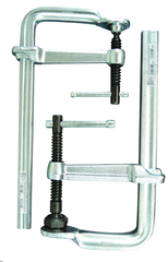 Economy L Clamp - 12" Capacity - 5-1/2" Throat Depth - Standard Pad - Profiled Rail, Spatter resistant spindle - Americas Industrial Supply