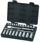 24PC 3/8 DR METRIC SKT SET STD/DEEP - Americas Industrial Supply