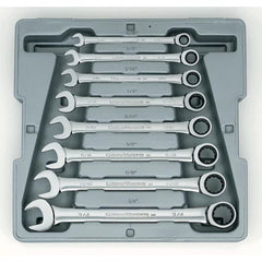 8 Pieces Combination Ratcheting Wrench Set SAE - Exact Industrial Supply
