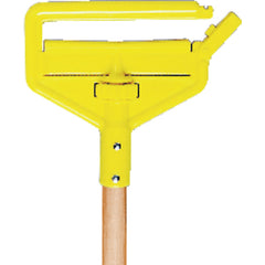 Invader - Side Gate Wet Mop Handle, Large Yellow Plastic Head, Hardwood Handle - Should be used with 5″ headband mops - Americas Industrial Supply